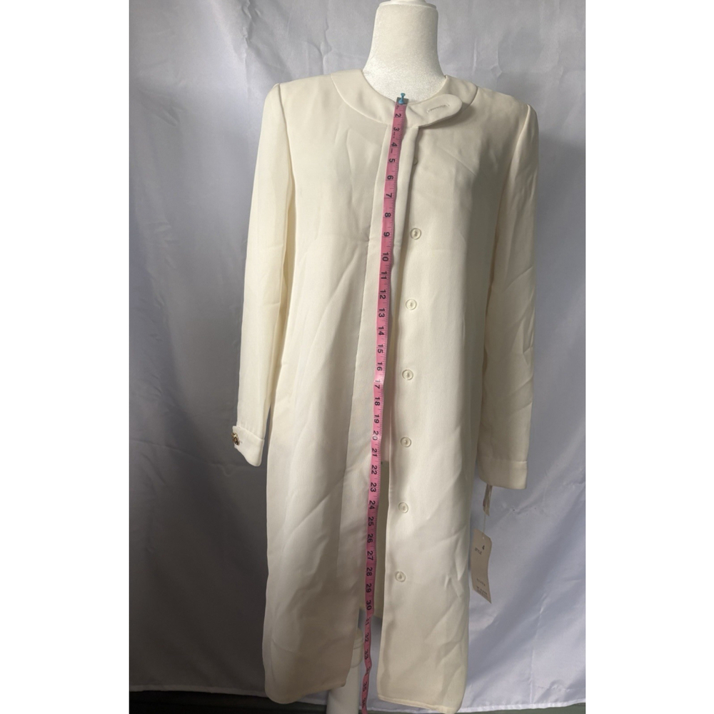 VTG Scaasi Dress Ivory Cream Coat Dress NWT Size 4 Gold Buttons Old Money 90s - Picture 10 of 16